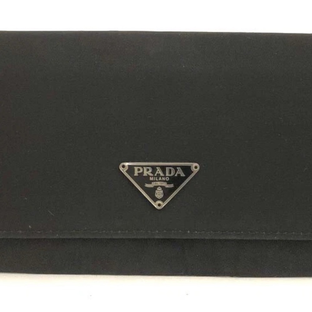 Prada Tessuto Nylon Triangle Prada Logo Black Nylon Wallet Chic Fashion Handmade - Picture 9 of 13